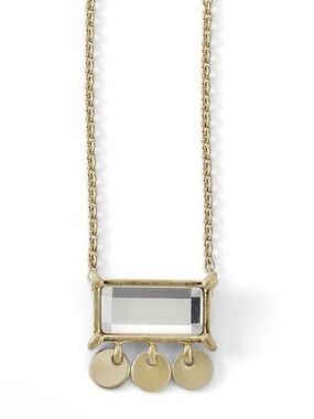 Lia Sophia "Creme Brûlée" matte gold necklace w/clear crystal pendant design NWT